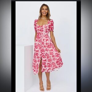 Seven Wonders Stevie Floral Feminine Midi Dress with pockets! Women’s XS/ US 2